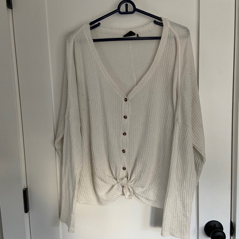 Urban Outfitters White Knit Tie Thermal